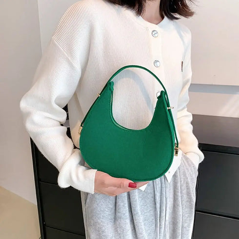 Women's Crocodile Grain Underarm Bags Felt Fashion Shoulder Bag Cute Simple Handbags Female Purses